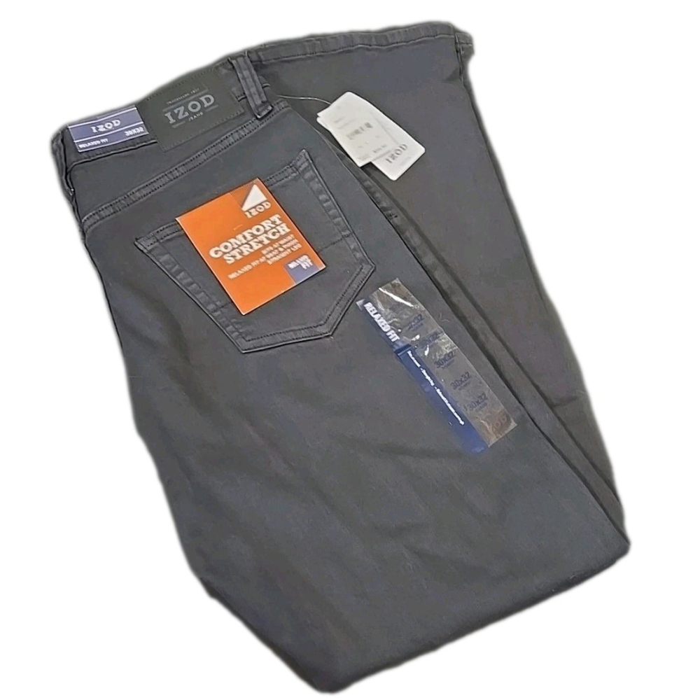 IZOD Men's Black Jeans Comfort Stretch Slim Straight Size 30x32 NWT (C-50)